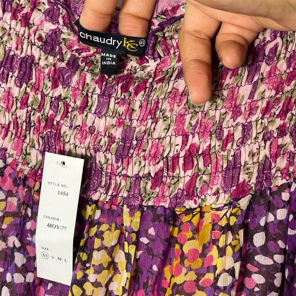 Chaudry KC Bohemian Floral Maxi Skirt multicolor elastic waist Size XS/S NWT - Picture 2 of 9